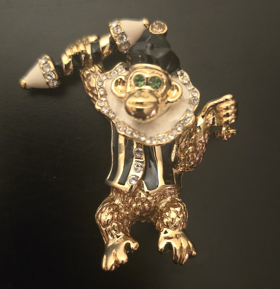 Vintage St. John Circus Chimp Brooch